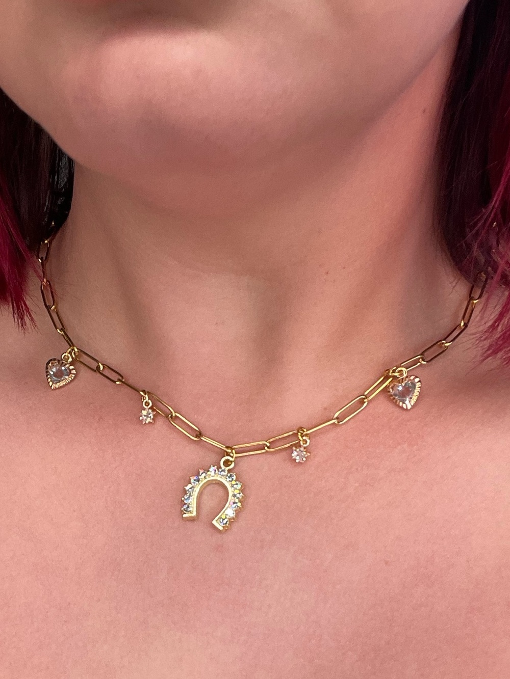 Gold Tone boho whimsy Charm Necklace No. 5 simple elegant